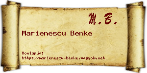 Marienescu Benke névjegykártya